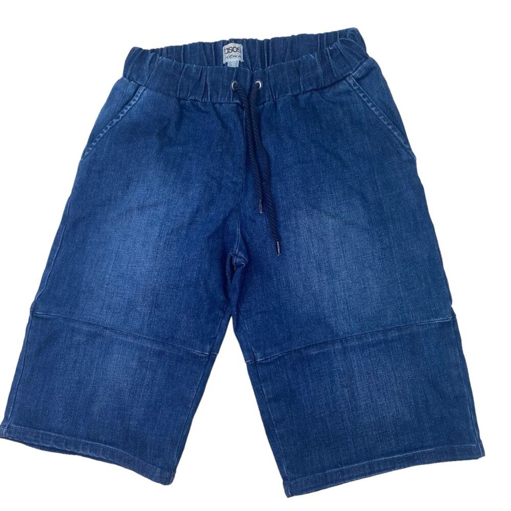 asos Women's Drawstring Long Jean Shorts Blue Size 2‎ Y2K Festival
